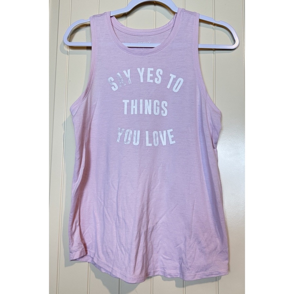 Old Navy Women's Active Tank Top sz M Go Dry "Say Yes to Things You Love" gym